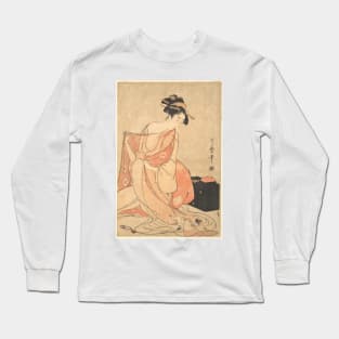 A Woman and a Cat by Kitagawa Utamaro Long Sleeve T-Shirt